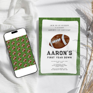 Invitation Première année Down Boy Football 1er anniversaire
