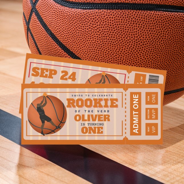 Invitation Première année en bas billet de basket (Créateur téléchargé)