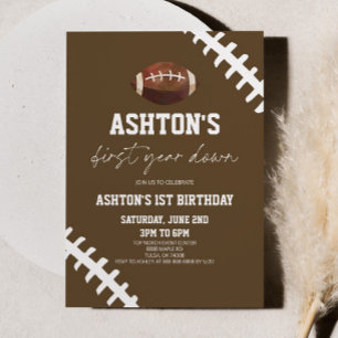Invitation Première année Football Brown 1er anniversaire