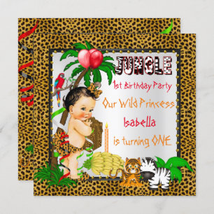 Invitation Première Anniversaire Leopard Jungle Safari Wild B