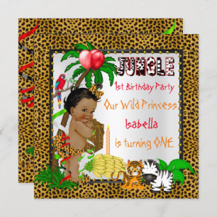 Invitation Première Anniversaire Leopard Jungle Safari Wild E