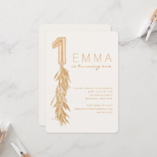 Invitation Première Anniversaire Pampas Balloon Garland Invit