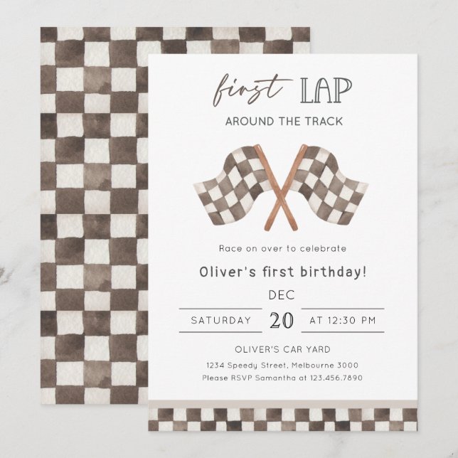 Invitation Première boucle de course 1er anniversaire  (Devant / Derrière)