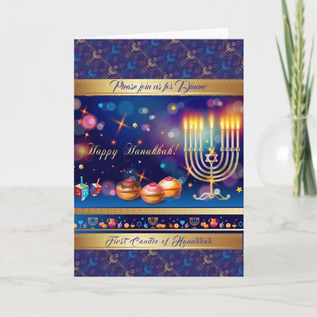 Invitation Première bougie de la fête de Hanukkah Festival de (Devant)