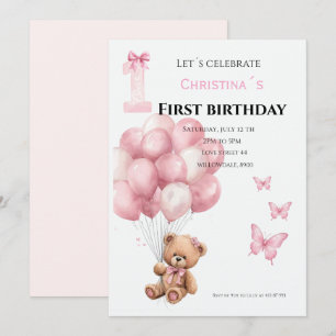 Invitation Première bougie pour bébé fille