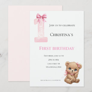 Invitation Première bougie pour bébé fille