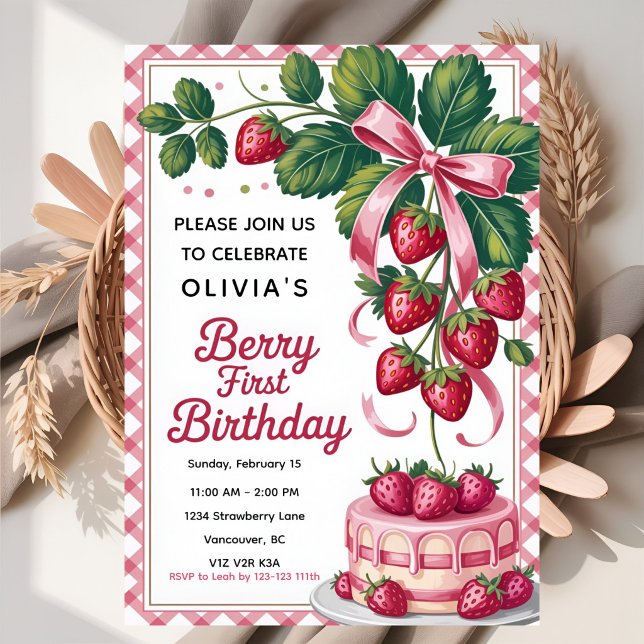Invitation Première célébration d'anniversaire de Sweet Berry (Créateur téléchargé)