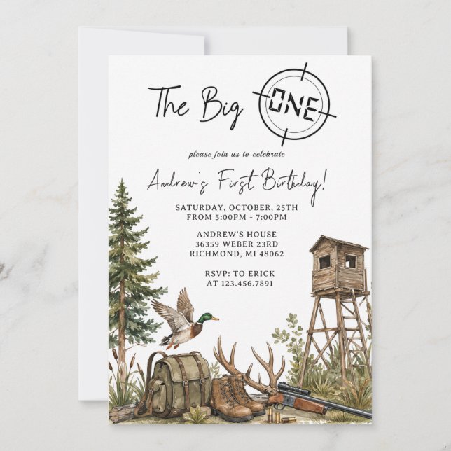 Invitation Première chasse pour le premier anniversaire (Devant)
