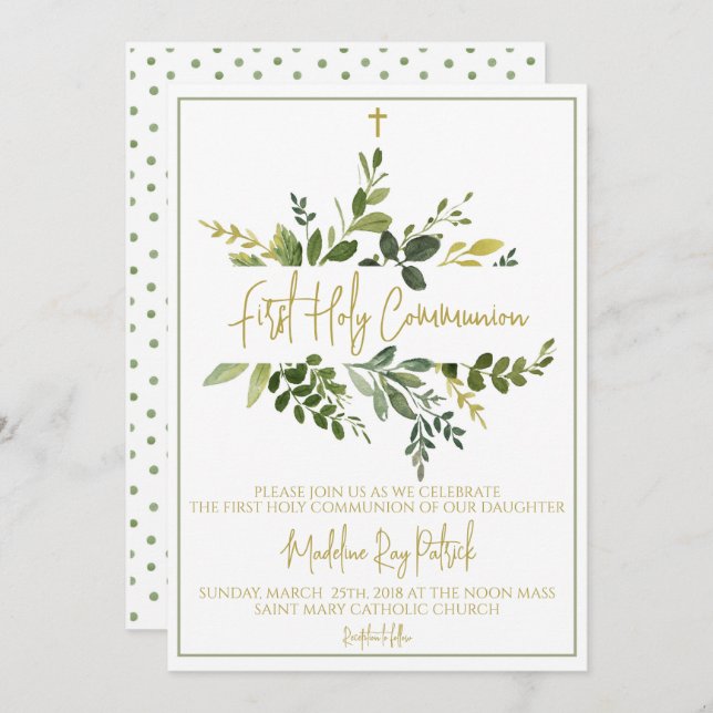 Invitation Première communion (Devant / Derrière)