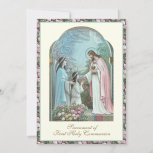 Invitation Première communion Ange Fille et Jésus