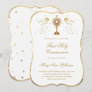 Invitation Première communion angéliques catholiques Eucharis