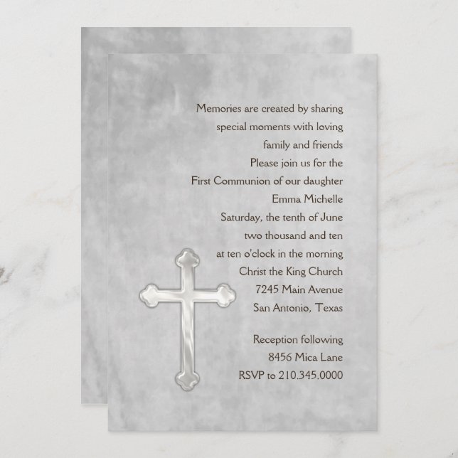 Invitation Première Communion Aquarelle (Devant / Derrière)