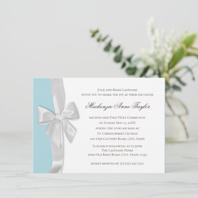 Invitation Première communion Big Bow (Debout devant)