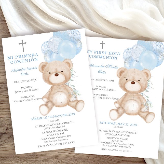 Invitation Première communion bilingue espagnol anglais pour  (Créateur téléchargé)