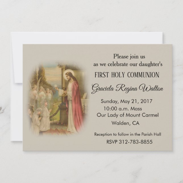 Invitation Première Communion Catholique Enfant Jésus Hôte (Devant)