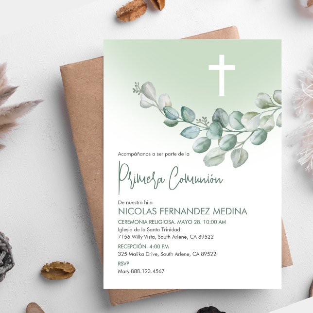 Invitation Première communion catholique espagnole Primera (Créateur téléchargé)