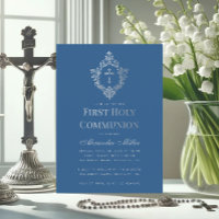 Première communion Classique Bleu Faux Argent Cres