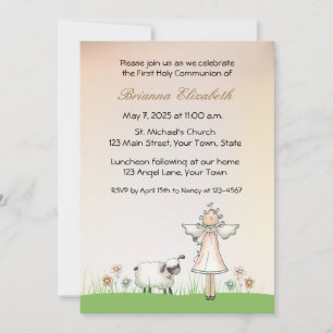 Invitation Première communion d'agneau et d'agneau