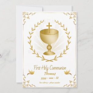 Invitation Première communion de Chalice Gold Cross