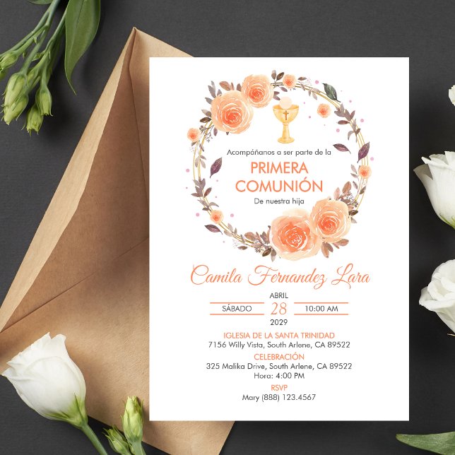 Invitation Première communion de Chalice Primera espagnole (Créateur téléchargé)