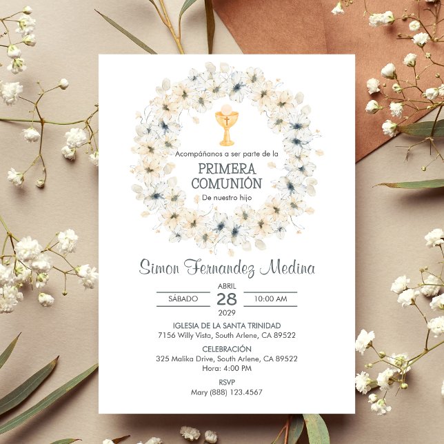 Invitation Première communion de Chalice Primera espagnole (Créateur téléchargé)