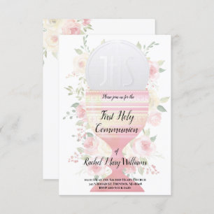 Invitation Première communion de fille   Hôte Chalice