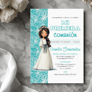 Invitation Première communion de fille Mignonne Catholique Re