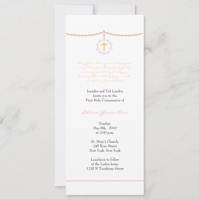 Invitation Première communion de filles (Devant)