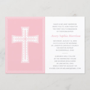Invitation Première communion de filles roses