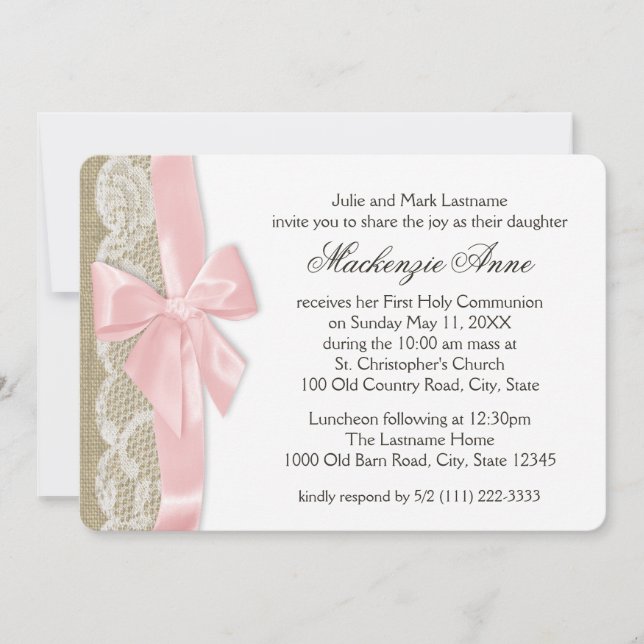 Invitation Première communion de la corneille et de la dentel (Devant)