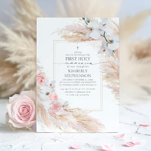 Invitation Première communion de l'herbe et des orchidées bla