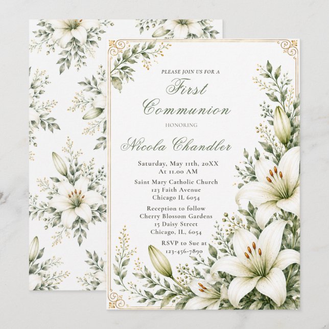 Invitation Première communion de Lily (Devant / Derrière)
