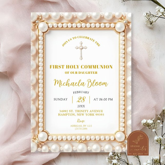 Invitation Première communion de perle (Créateur téléchargé)