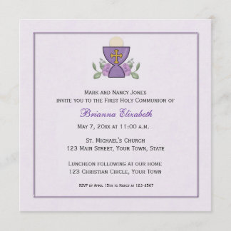Invitation Première communion de Purple Chalice