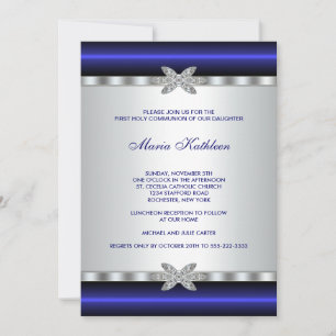 Invitation Première communion des filles au diamant bleu