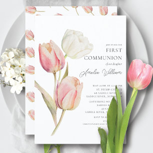 Invitation Première communion des tulipes gracieuses