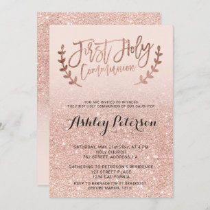 Invitation Première communion d'or de faux de parties