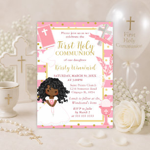 Invitation Première communion d'une fille afro-américaine ave