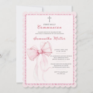 Invitation Première communion élégante rose pour filles