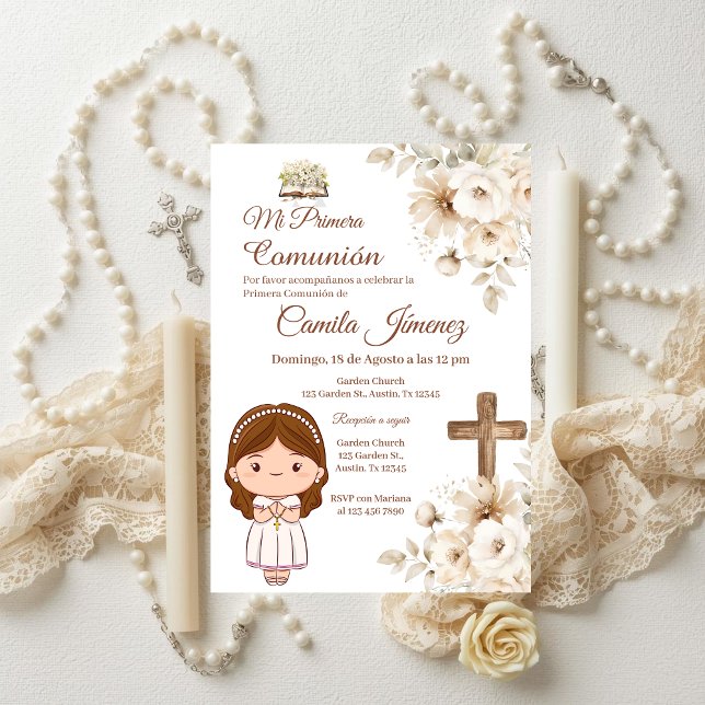 Invitation Première communion espagnole Boho (Créateur téléchargé)