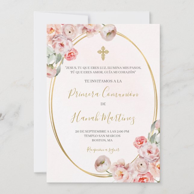 Invitation Première communion espagnole pour fille (Devant)