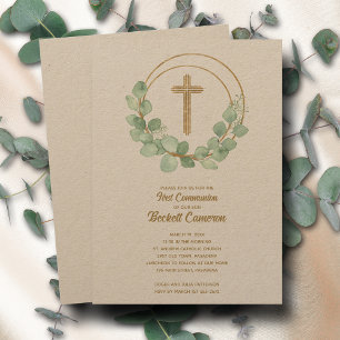 Invitation Première communion Eucalyptus Élégante