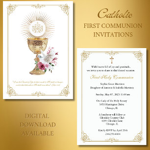Invitation Première communion Eucharistie Saint-Esprit Floral
