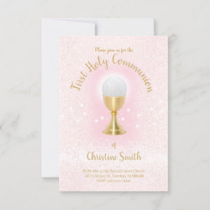 Invitation Première Communion fausse parties scintillant fill