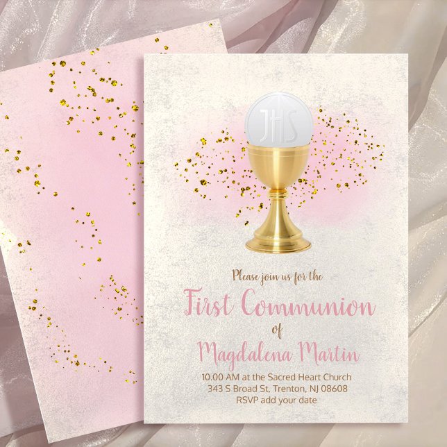 Invitation première communion FAUX parties scintillant et aqu (Créateur téléchargé)