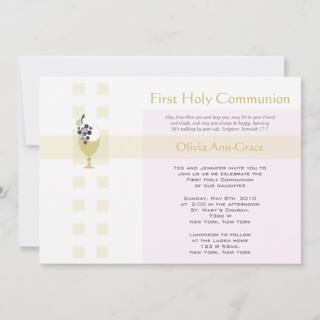 Invitation Première communion - Fille (Devant)