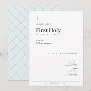 Invitation Première communion garçon minimaliste typographie