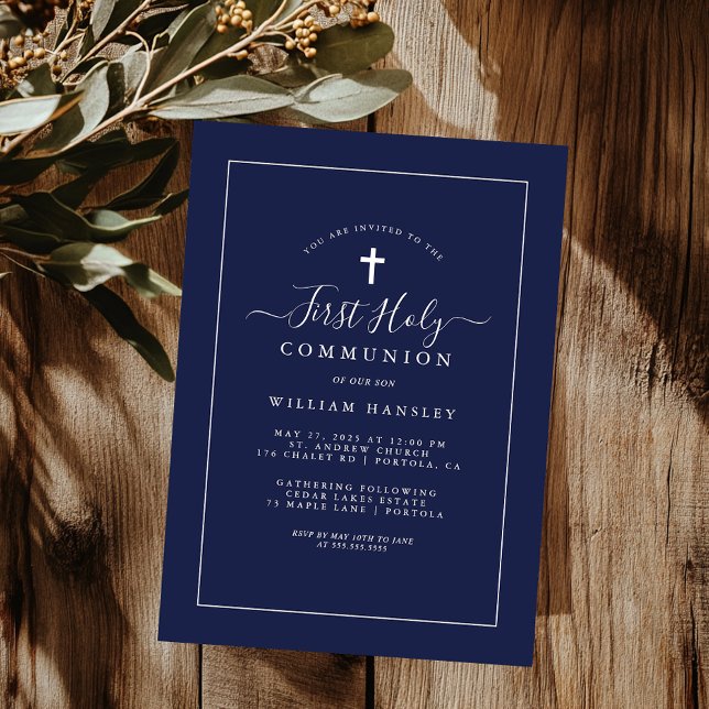 Invitation Première communion garçons marine  (Créateur téléchargé)