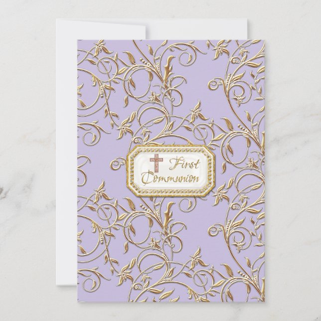 Invitation Première communion Glam Old Hollywood Regency (Devant)