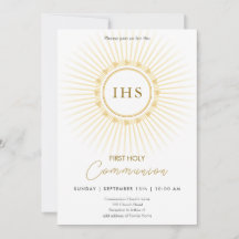 Première Communion Gold avec IHS lettrer l'invitat